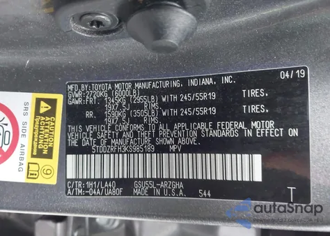 2019 Toyota Highlander Limited Platinum from USA, damaged, VIN 5TDDZRFH3KS985189